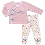 asher and olivia&reg; Newborn 2-Piece Kimono Pajama Set in Pink