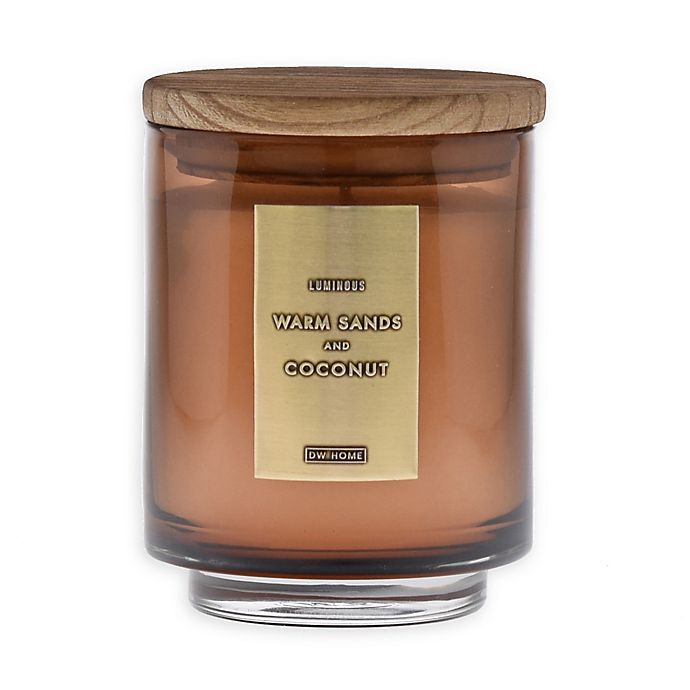 DW Home Warm Sands and Coconut 10 oz. Jar Candle with Wood Lid Bed