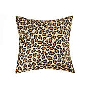 Torino 18-Inch Square Cowhide Leopard Throw Pillow in Brown