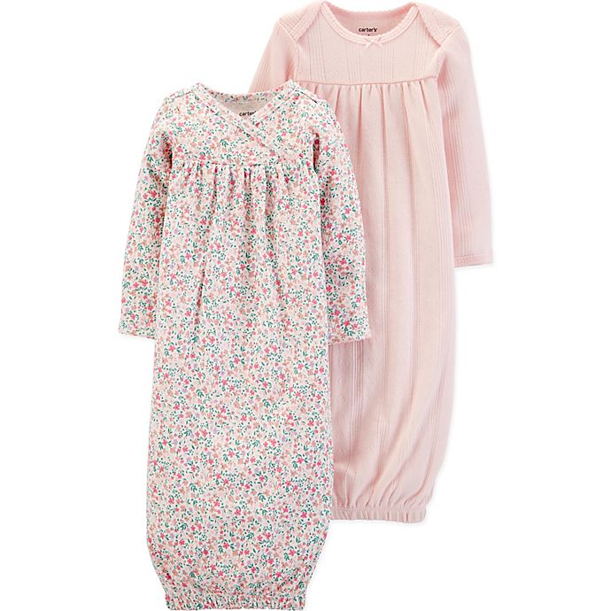 Carters Baby Girls Footed Sleeper Cotton Sleep and Play Flamingo and White Floral Set of 2