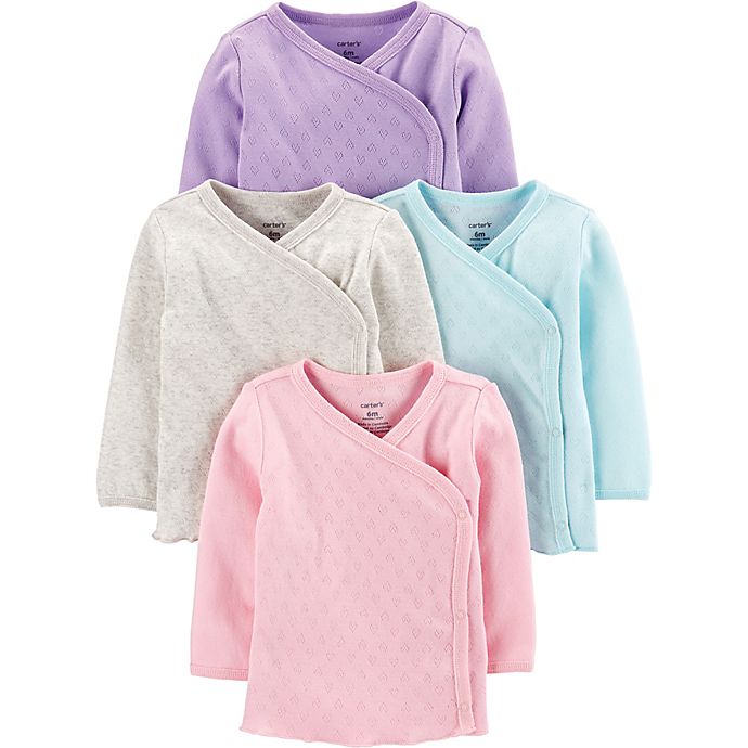 carter's® 4Pack SideSnap Shirts in Turquoise/Purple/Heather/Pink buybuy BABY