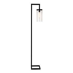 Hudson&Canal® Malva Floor Lamp in Black with Seeded Glass Shade