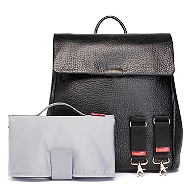 Storksak St. James Leather Diaper Backpack in Black. View a larger version of this product image.