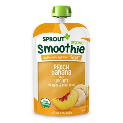 Sprout Foods Cocomelon Organic Peach, Banana and Yogurt Smoothie with Veggies and Flaxseed Baby Snacks - 4oz
