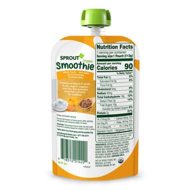 Sprout 4 oz. Peach Banana with Yogurt Veggies &amp; Flax Seed Organic Smoothie. View a larger version of this product image.