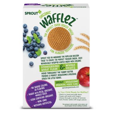 Sprout&reg; Waffles&trade; 5-Pack Blueberry Apple Organic Baked Wheat Snacks. View a larger version of this product image.