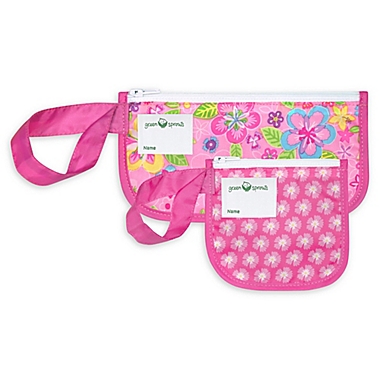 Green Sprouts&reg; 2-Pack Reusable Snack Bags in Pink Flower Field. View a larger version of this product image.