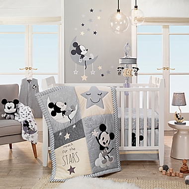 Lambs &amp; Ivy&reg; Disney&reg; Mickey Mouse 4-Piece Crib Bedding Set in Grey/White. View a larger version of this product image.