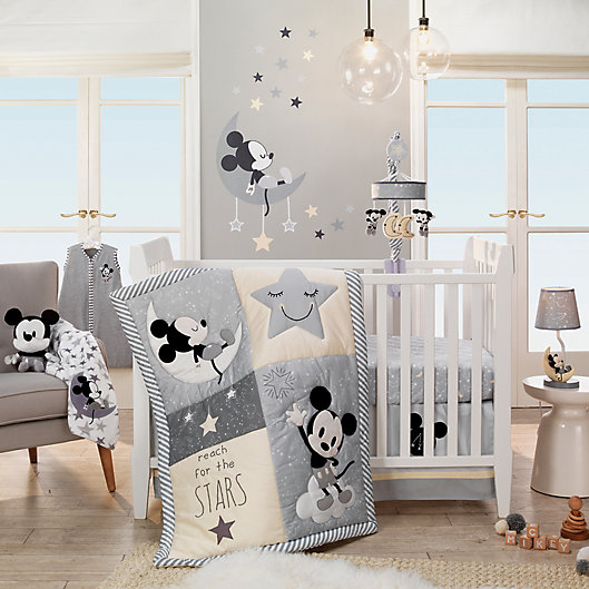 Alternate image 1 for Lambs & Ivy® Disney® Mickey Mouse 4-Piece Crib Bedding Set in Grey/White