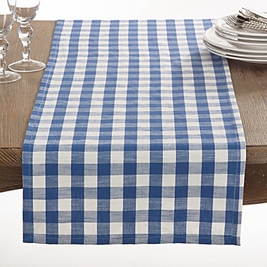Saro Lifestyle Gingham 72-Inch Table Runner in French Blue. View a larger version of this product image.