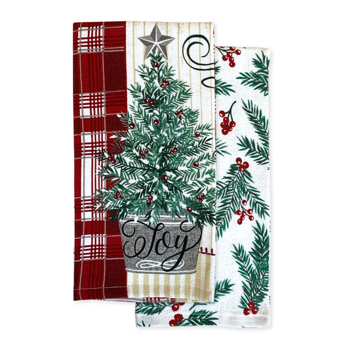 Plaid Tree Kitchen Towel Set Of 2 Bed Bath And Beyond Canada