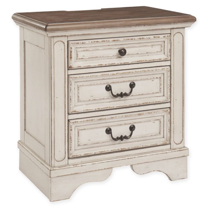 Signature Design By Ashley Realyn 3 Drawer Nightstand In White Bed Bath Beyond