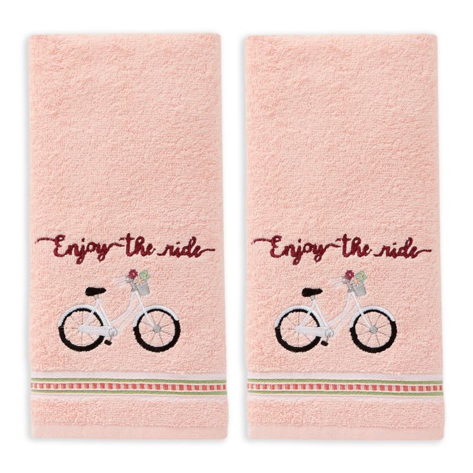 Enjoy The Ride Hand Towels In Coral Pink Set Of 2 Bed Bath Beyond