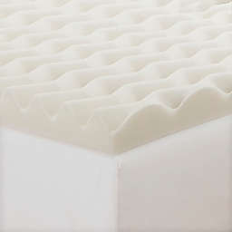 CopperFresh® 2-Inch Wave Foam Reversible Mattress Topper in Beige