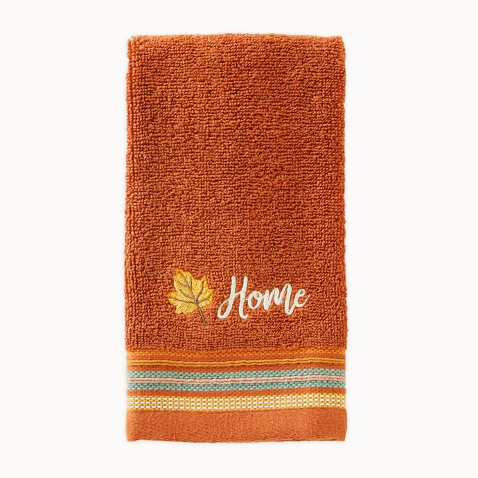 SKL Home Harvest Words Fingertip Towel in Rust | Bed Bath & Beyond