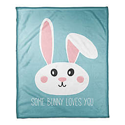 Designs Direct Easter "Some Bunny Loves You" Throw Blanket in Teal
