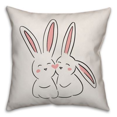 18x18 Gildel Design Happy Easter Bunny Eggs Cute Rabbit Light Blue Throw Pillow Multicolor