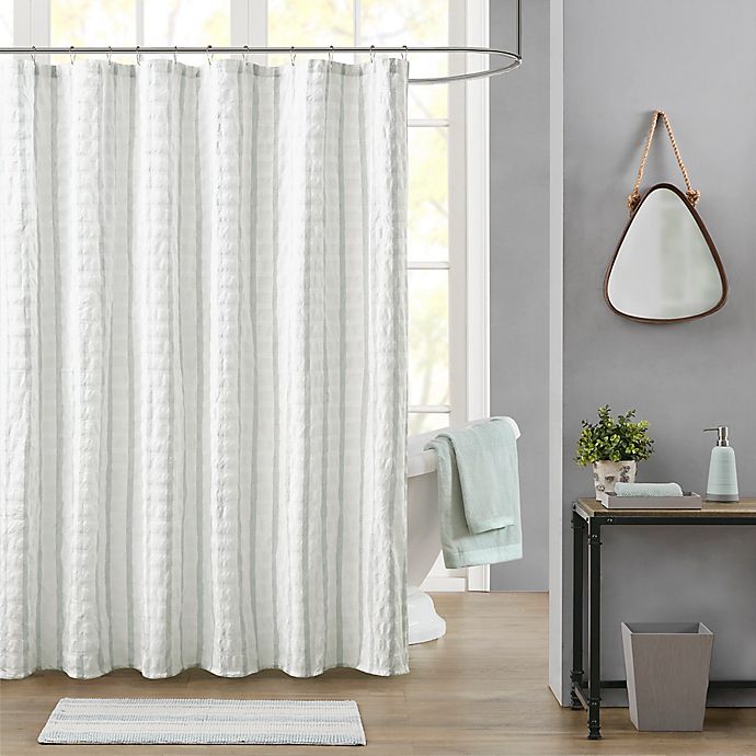 Watermill Textured Plaid Shower Curtain, White Shower Curtain Textured