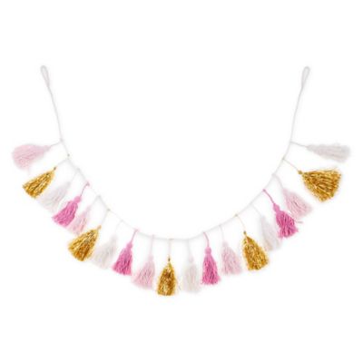 pink and gold tassel garland