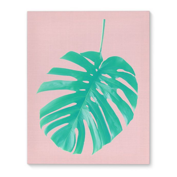 Palm Leaf Canvas Wall Art In Pink Green Bed Bath Beyond