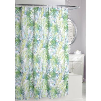 green and white shower curtain
