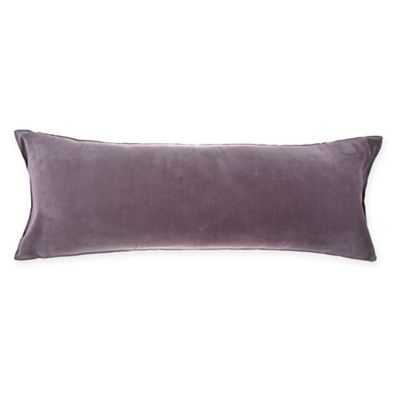 Velvet Lumbar Throw Pillow in Charcoal 