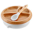 Alternate image 0 for Avanchy Bamboo + Silicone Suction Divided Infant Plate and Spoon in White