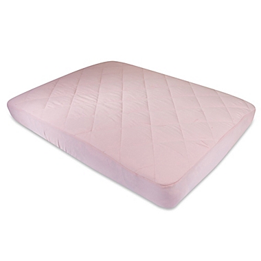 Ely&#39;s &amp; Co. Quilted Waterproof Playard Fitted Sheet in Pink. View a larger version of this product image.