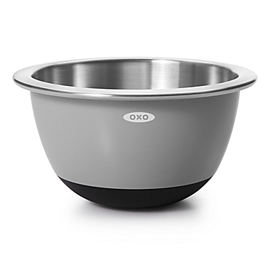 OXO 3-Piece Stainless Steel Mixing Bowl Set in Grey/Blue. View a larger version of this product image.