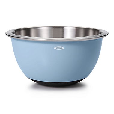 OXO Stainless Steel Mixing Bowls Nesting 3-Piece Set in Grey/Blue. View a larger version of this product image.