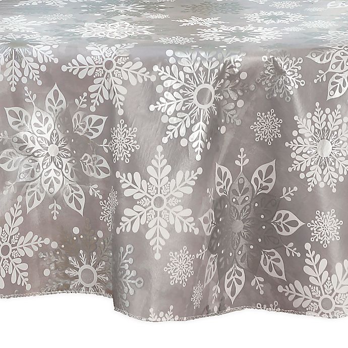 Elrene Home Fashions® Sparkle Snowflake Vinyl 70Inch Round Tablecloth Bed Bath & Beyond