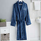 Alternate image 0 for Floral Wreath Embroidered Luxury Fleece Robe in Navy