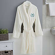 Floral Wreath Embroidered Luxury Fleece Robe in Ivory