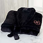 Alternate image 1 for Floral Wreath Embroidered Luxury Fleece Robe in Black