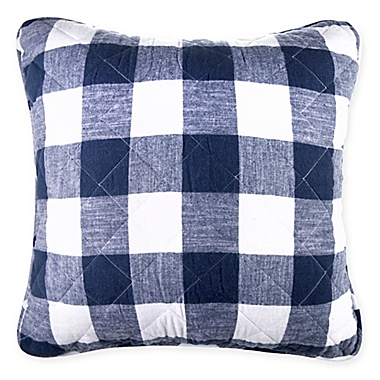 Bee &amp; Willow&trade; Square Buffalo Check Throw Pillow in Navy. View a larger version of this product image.