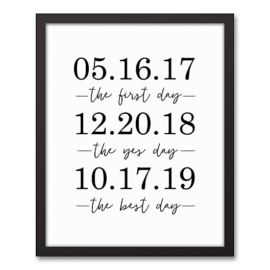 Alternate image 1 for Designs Direct Personalized Important Dates 17.73-Inch x 21.73-Inch Black Framed Canvas Wall Art