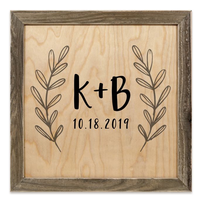 Designs Direct Personalized Simple Initials Wreath Framed Wood Wall Art Bed Bath Beyond