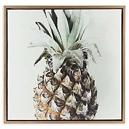 Kate and Laurel Solo Pineapple 24-Inch Square Framed Canvas Wall Art in Gold