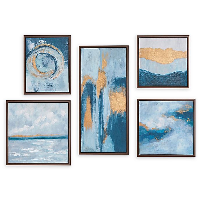 Madison Park™ Rendition 5-Piece Framed Canvas Wall Art in Teal | Bed ...