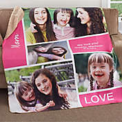 Family Love Photo Collage Personalized Fleece Photo Sherpa Blanket
