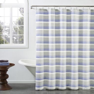 KAS ROOM Zerena Striped 72-Inch x 84-Inch Long Shower Curtain in Blue. View a larger version of this product image.