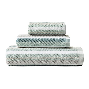Tommy Bahama&reg; Ocean Bay Stripe 3-Piece Towel Set in Seaglass. View a larger version of this product image.