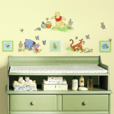 New WINNIE THE POOH Live to be 100 WALL DECALS Nursery Stickers Disney Decor 