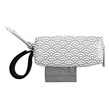 Oh Baby Bags Clip-On Mini Wet Bag Dispenser in Grey/White Scallop. View a larger version of this product image.