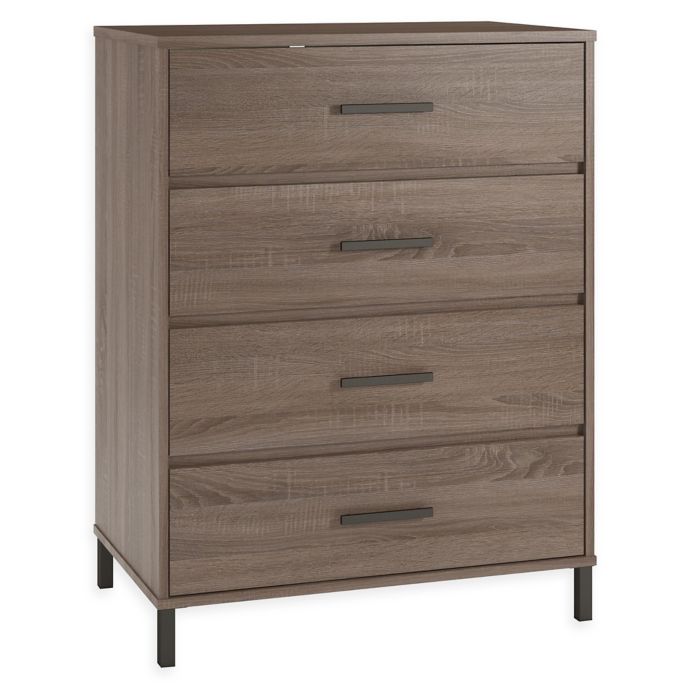 Ameriwood Home Miramar 4 Drawer Dresser In Distressed Grey Bed