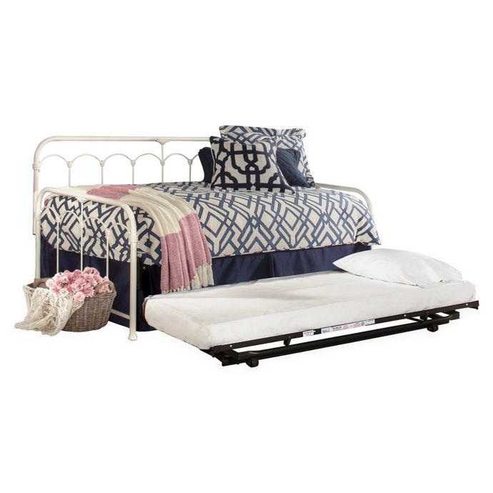 Hillsdale Furniture Jocelyn Metal Daybed With Rollout Trundle In White Bed Bath Beyond