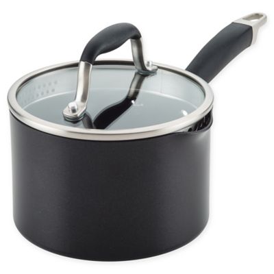 Anolon 2qt Advanced Home Hard Anodized Nonstick Saucepan with Straining Lid Onyx