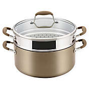 Anolon&reg; Advanced Home Hard-Anodized 8.5 qt. Covered Stock Pot and Steamer Insert in Bronze