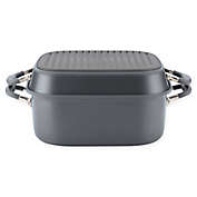 Anolon Advanced Home Hard-Anodized Nonstick 7 qt. Square Roaster/Grill Pan Set in Moonstone