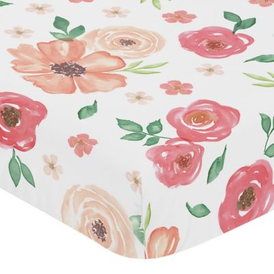 coral fitted crib sheet